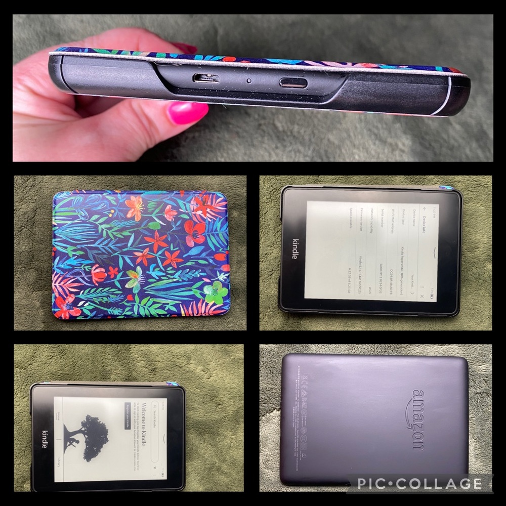 Amazon Kindle with Floral Case - Black